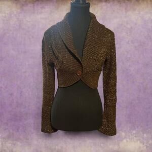 Y2k sparkly brown cropped cardigan